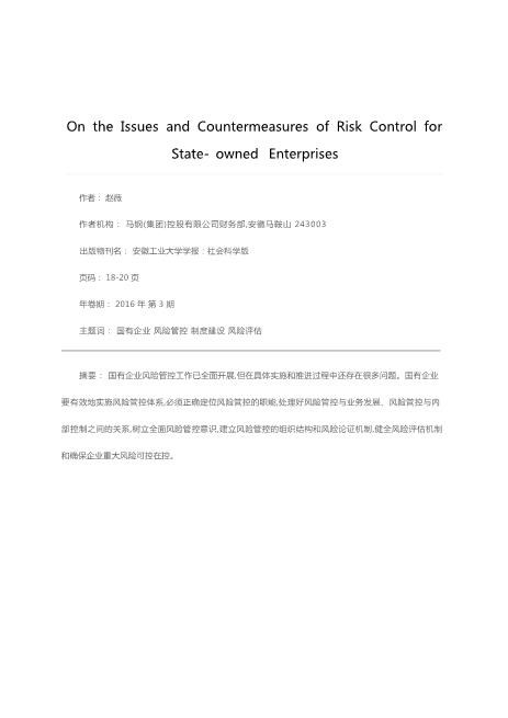 国有企业风险管控的问题与对策全新word文档