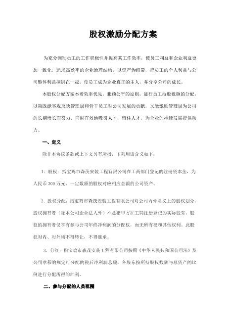 公司股权分配方案