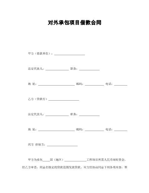 对外承包项目借款合同