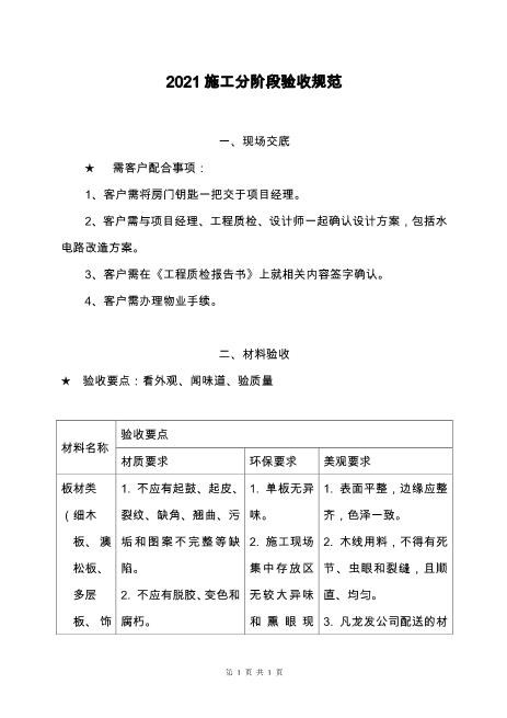 施工分阶段验收要求要求规范