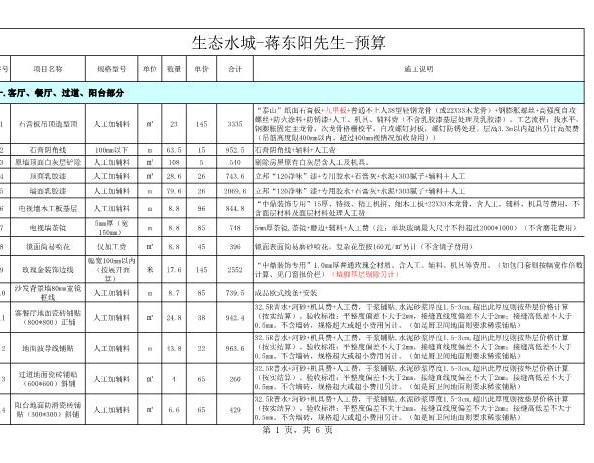 13、78平米生态水城预算表