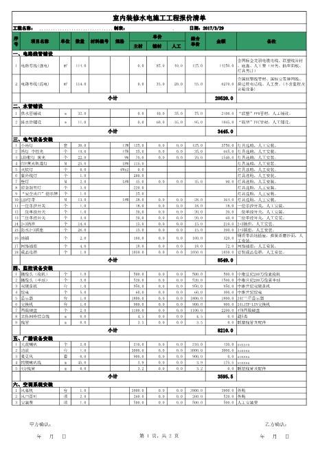47、水电施工报价表