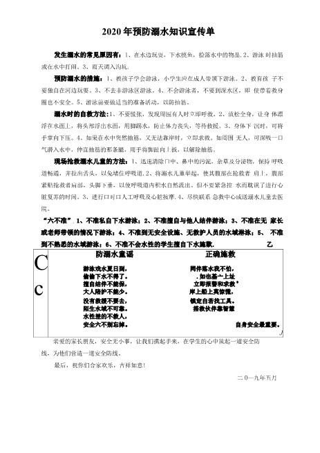 2020年防溺水知识宣传单【范本模板】精品download