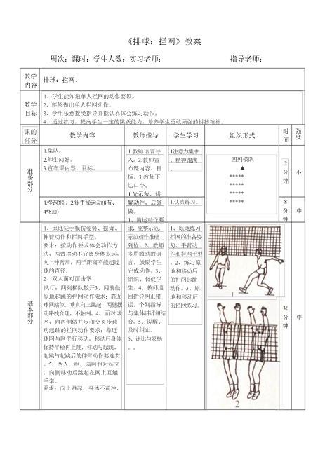 《排球：拦网》教案超详细文档