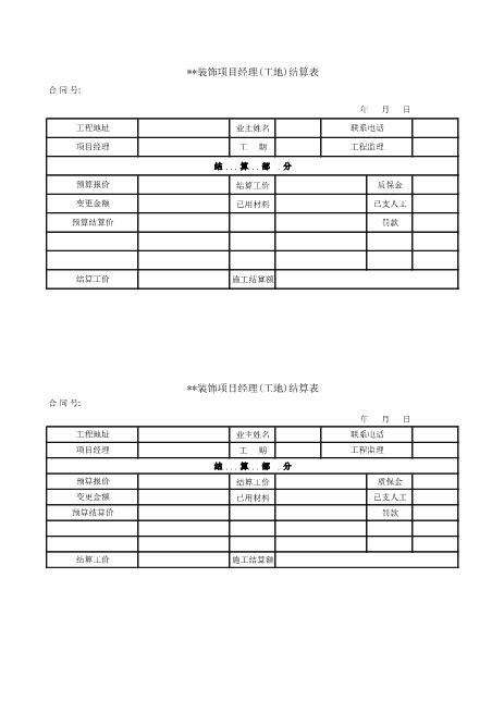 装饰公司工程结算表-工作表